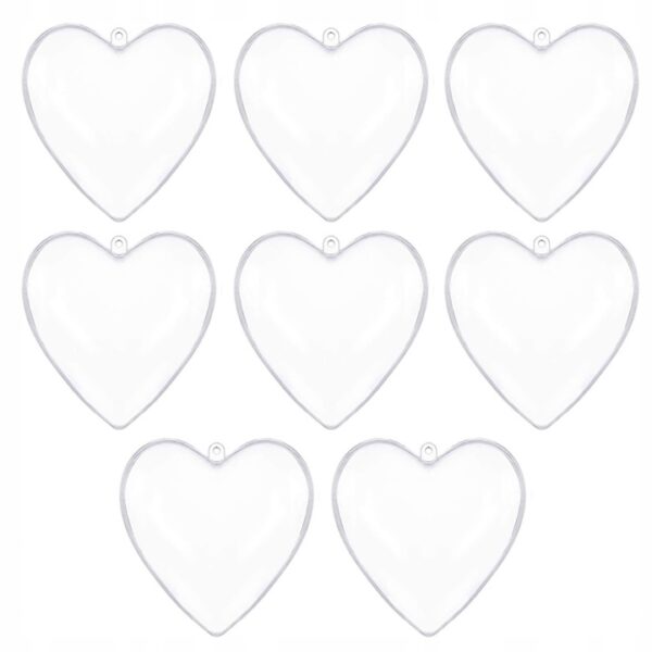 8x AKRYLOWE KULKI DO DECOUPAGE PRZEŹROCZYSTE PLASTIKOWE SERCA 10cm