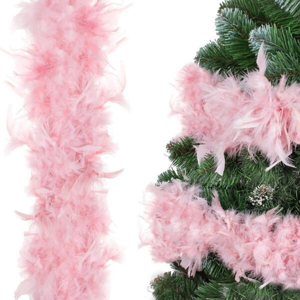 FEATHER BOA roza 2 m THICK FLUFFY CHAIN girlanda za božično drevo PREMIUM