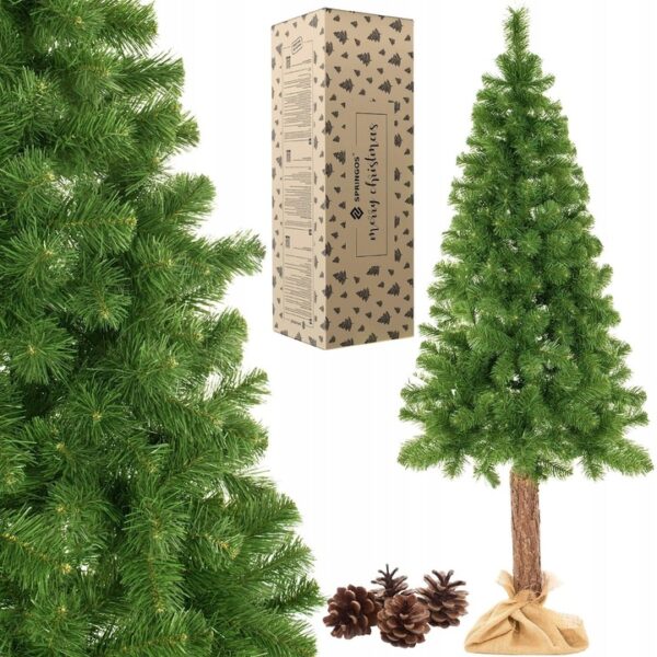 UMELECKÝ Vianočný stromček na borovicovom kmeni 180cm DENSE LARGE prírodný PREMIUM realistický