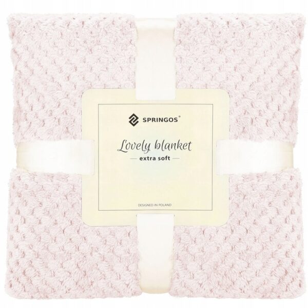 LARGE WARM BLANKET BEDSPREAD THICK SOFT 200x220 cm PINK HAIRY