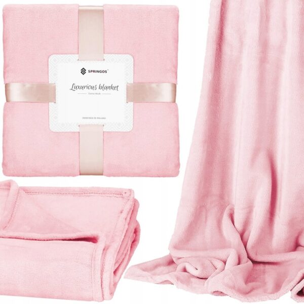 THICK SOFT PINK BLANKET 150x200 BEDSPREAD WARM FUR PLUSH BLANKET