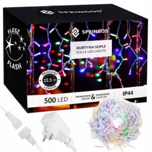 ЗАВЕСА 500LED ICICLEAN ВЪНШНИ СВЕТЛИНИ + СВЕТКАВИЦА МНОГОЦВЕТНО ОСВЕТЛЕНИЕ 22.5M
