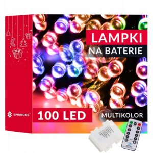 Коледни светлини за дървета на открито/вътрешно 10m 100 LED + дистанционно управление 8 функции многоцветен таймер