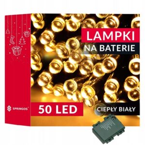 Коледни светлини за дървета на открито/вътрешно 5.5m 50 LED 8 функции WARM WHITE TIMER GARLAND