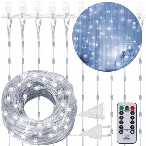 Závesné svietidlá 300 LED + diaľkové ovládanie 3x3m GARLAND LIGHTS ICICULARS electric WHITE