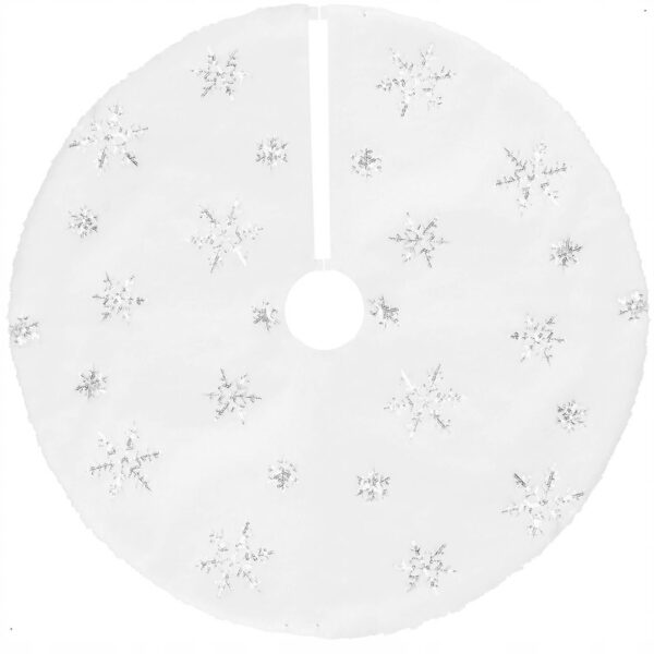 MAT CHRISTMAS TREE RUG WHITE 90cm FUR DECORATIVE CHRISTMAS CARPET
