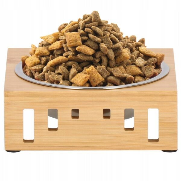 BOL PENTRU CÂINE SAU CAT METAL + BAMBOO STAND 0.35l NON-SLIP