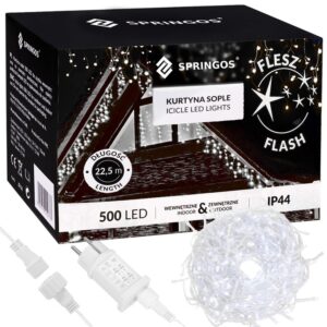 ICICULE 500 LED външни лампи 22.5m TIMER FLASH CURTAIN LIGHT GARLAND