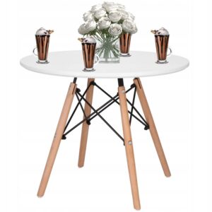 SMALL ROUND COFFEE TABLE SCANDINAVIAN STYLE WOODEN TABLE FOR LIVING ROOM 60×45