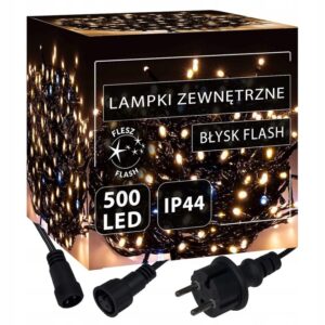 Светодиодни светлини Външни коледни светлини за дървото WARM WHITE + FLASH 500 LED 40m