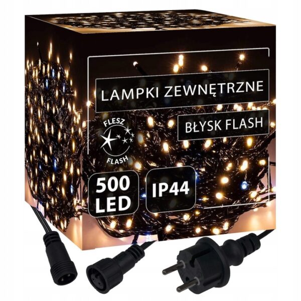 LED LIGHTS ĀRA KRISMA ZIEMASSVĒTKU LIGHT WARM WHITE + FLASH 500 LED 40m