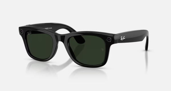 Ray-Ban Meta Wayfarer (Gen 2) błyszczące czarne okulary AI z zielonymi soczewkami Transitions®