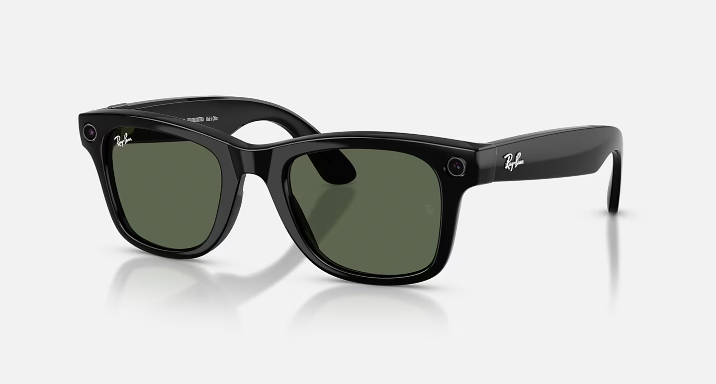 Ray-Ban Meta Wayfarer (Gen 2) Shiny Black AI Glasses with Green Lenses - Obraz 1