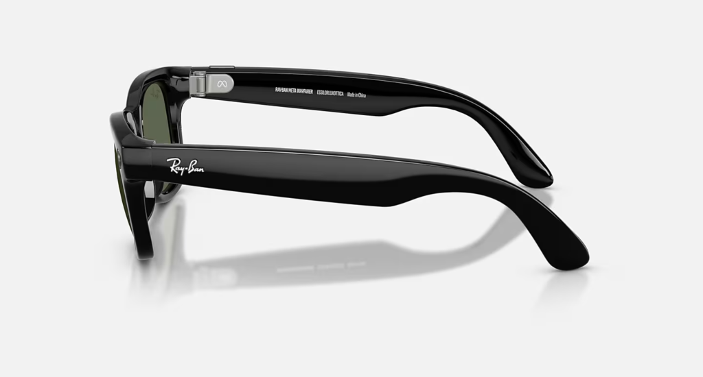 Ray-Ban Meta Wayfarer (Gen 2) błyszczące czarne okulary AI z zielonymi soczewkami