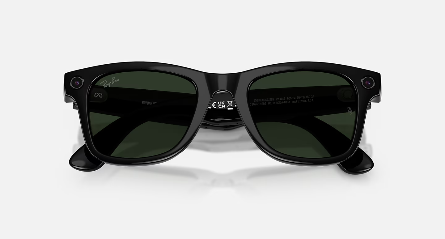Ray-Ban Meta Wayfarer (Gen 2) Shiny Black AI Glasses with Green Transitions® Lenses - Obraz 5