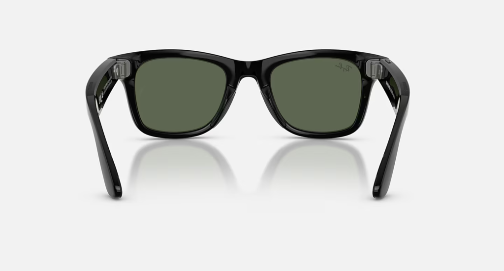 Ray-Ban Meta Wayfarer (Gen 2) błyszczące czarne okulary AI z zielonymi soczewkami