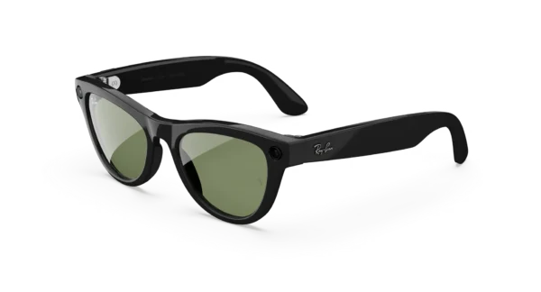 Okulary Ray-Ban Meta Skyler (Gen 2) w kolorze błyszczącej czerni z zielonymi soczewkami