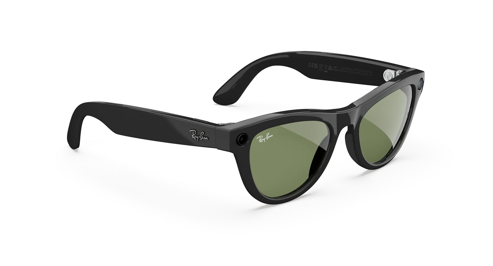 Ray-Ban Meta Skyler (Gen 2) shiny black AI glasses with green lenses - Obraz 3