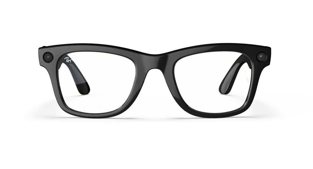 Ray-Ban Meta Wayfarer (Gen 1) Bleščeča črna očala AI s prozornimi lečami