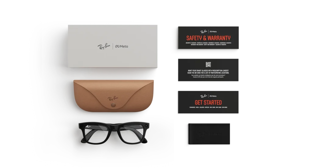 Ray-Ban Meta Wayfarer (Gen 1) Bleščeča črna očala AI s prozornimi lečami